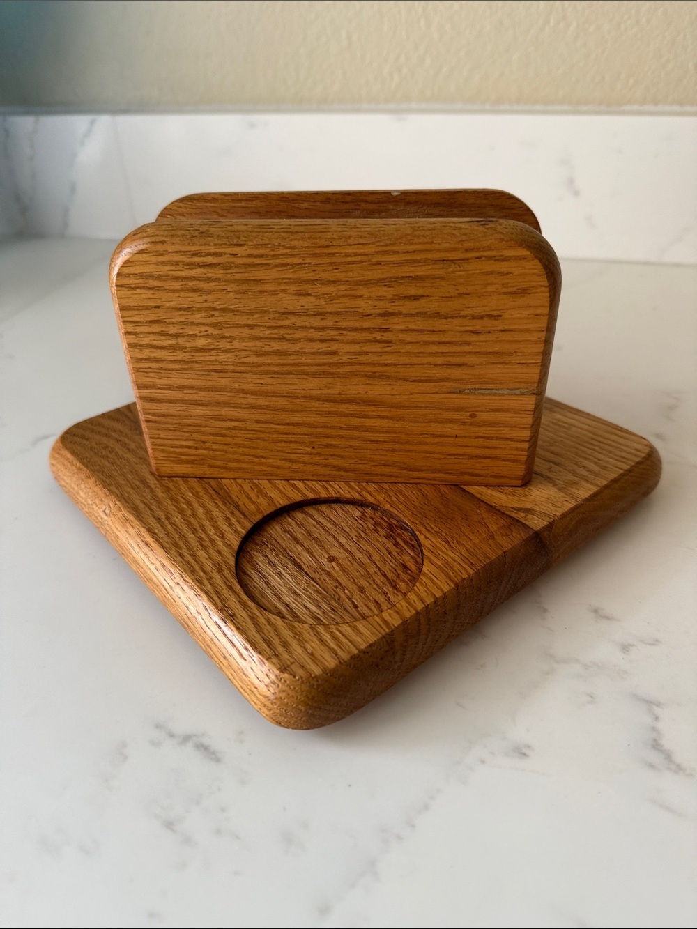 Vintage Good Wood Oak Napkin Holder